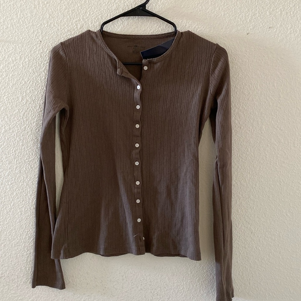 Brandy Melville brown  Zelly eyelet top